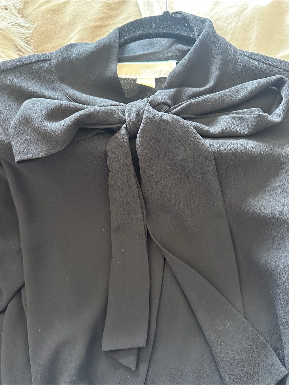 MICHAEL Michael Kors Black Sheer Tie-Neck Blouse - Picture 4 of 4